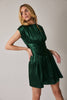Emerald Satin Fit-and-Flare Mini Dress