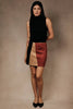 Colorblock Faux Suede Mini Skirt in Black, Tan & Rust