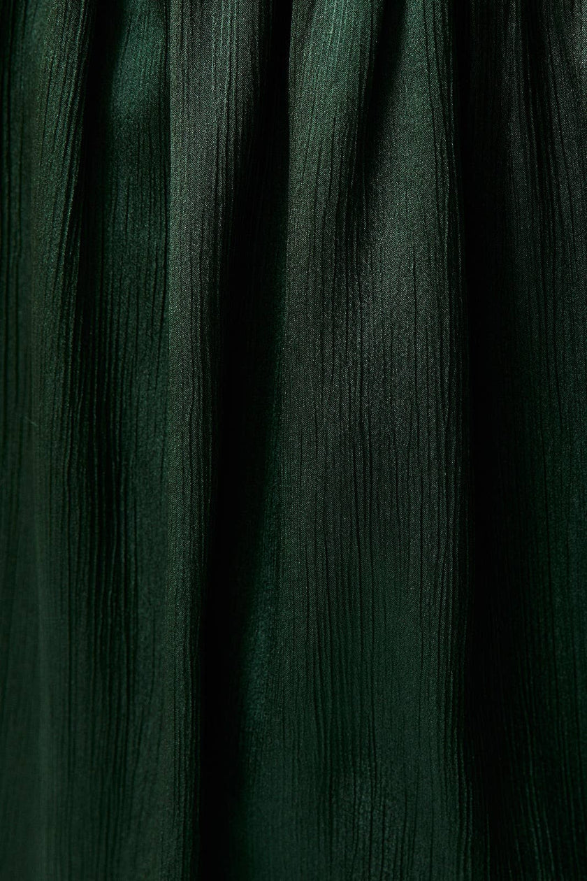 Emerald Satin Fit-and-Flare Mini Dress
