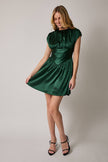 Emerald Satin Fit-and-Flare Mini Dress